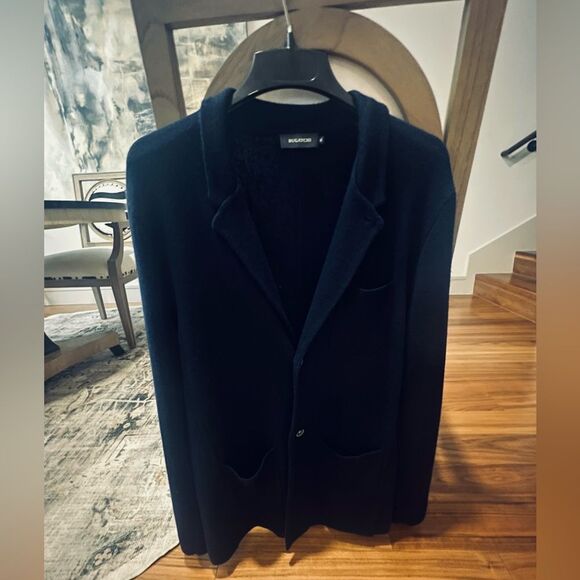 Bugatchi mens navy blue Plain Stitch Knit blazer sweater size XL - Picture 1 of 7